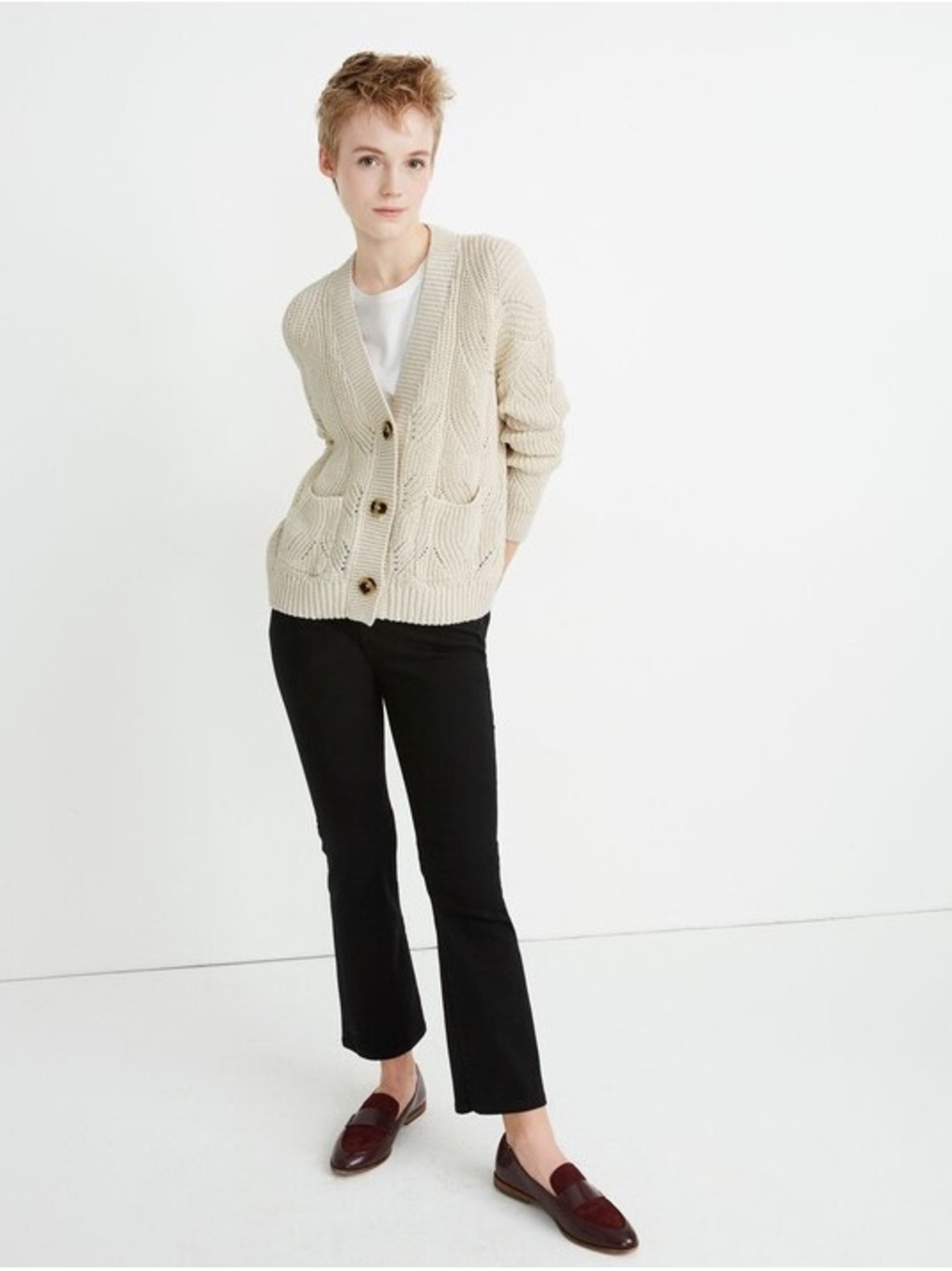 Madewell Hillview Cardigan Sweater Antique Cream